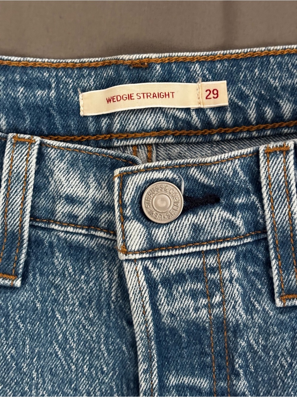 Levi’s Premium Wedgie Straight Jeans 29 High Rise Button Fly Cropped Denim - Picture 6 of 13